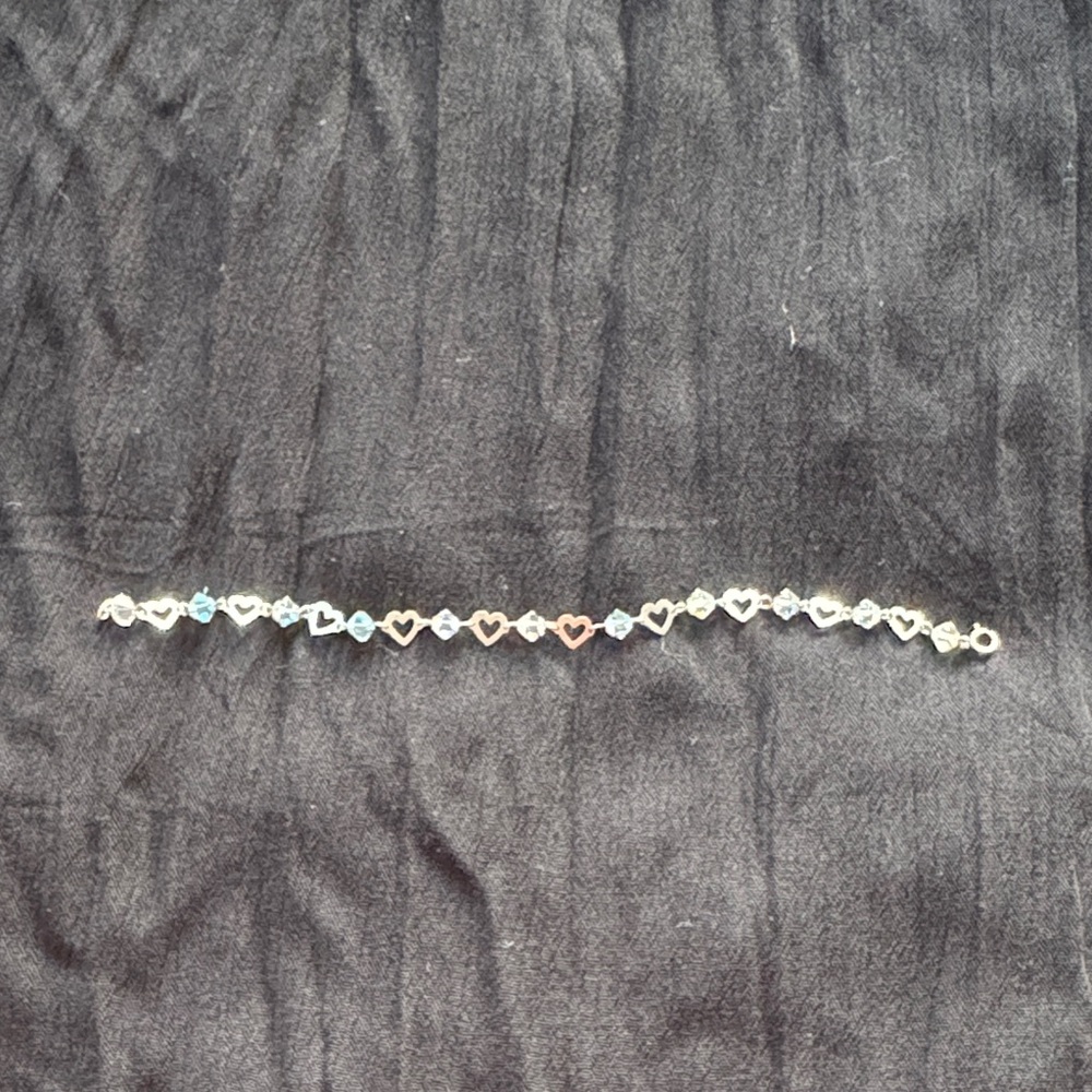 Heart Charm Bracelet in Silver and Blue